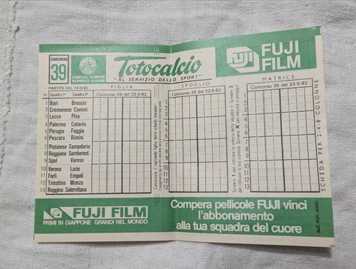 Totocalcio schedina 1982 - schedina, 23-5-1982