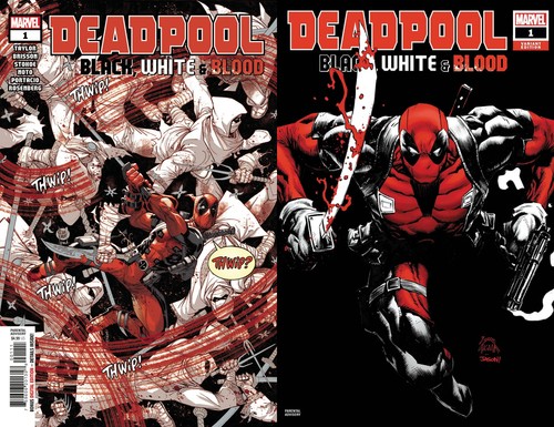 Deadpool black white blood - white,