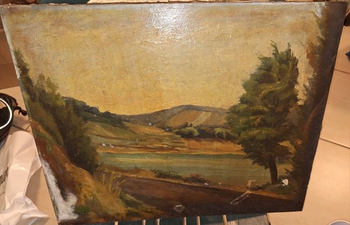 Dipinto olio tela antico - ad,