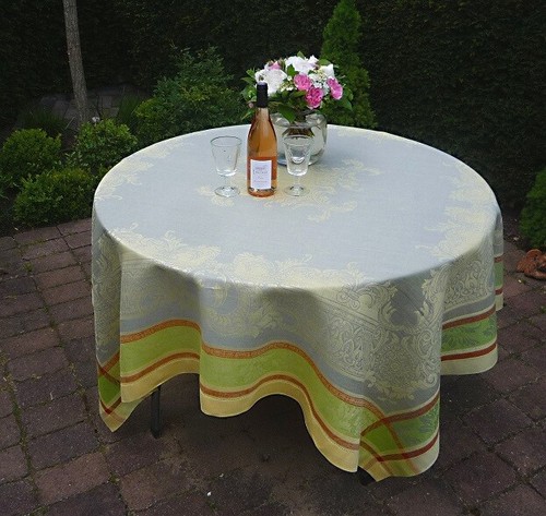 Linen jacquard tablecloth - linen,
