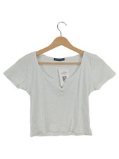 Top donna Brandy Melville maglia manica corta bianco taglia 32/XXS casual maglia a costine