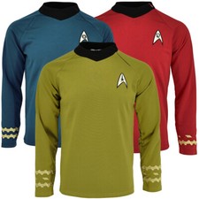 Cosplay TOS Capitano Kirk Oro Camicie Spock Blu Costumi Rosso Flotta Stellare Uniformi