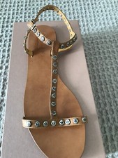 Sandali Bassi ORCIANI Color Cuoio con Borchiette Teschi, Numero 39