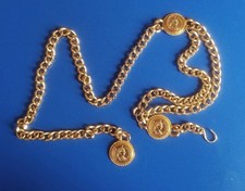 Omega Coin Medaglione Vintage Tono Oro Link Cintura