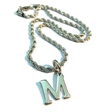 Collana catenina con lettera M in acciaio inox da uomo donna girocollo iniziale