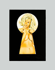 Mel RAMOS - "Peek-a-boo blonde", 1980 - Litografia e collage, 15 x 21 cm