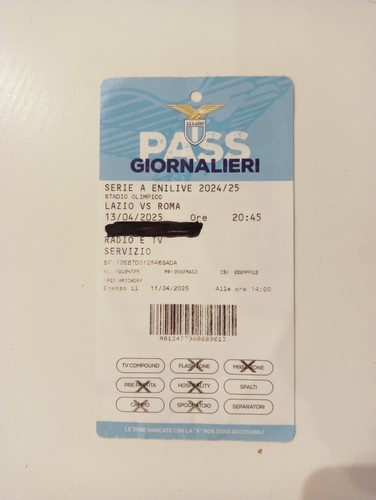 Biglietto ticket stadio pass - biglietto,
