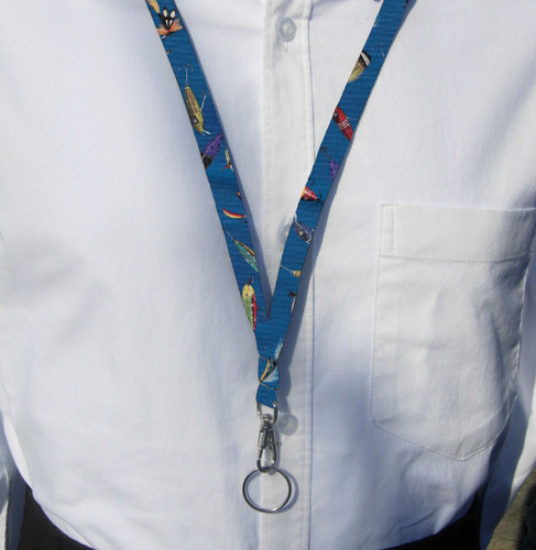 Fishing lanyard lures navy - on,