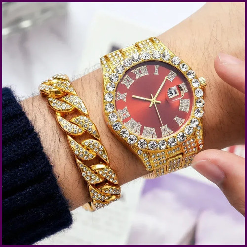 Watch bracelet set hip hop - set,