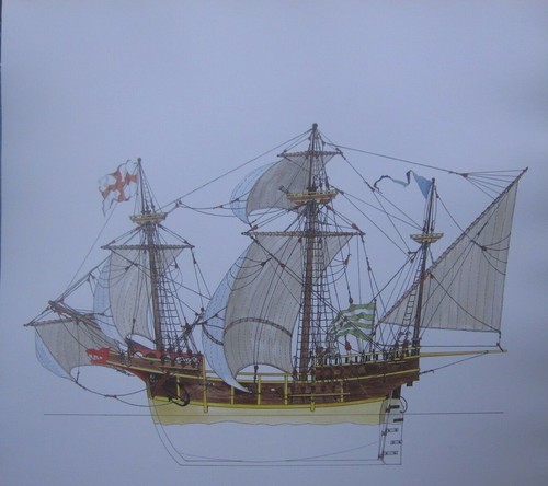 Stampa nave storica - nave, ~una