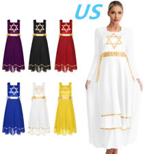 Abito donna ballo di lode senza maniche lati spacco colore blocco adorazione abito