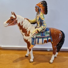 BESWICK HORSE THE MOUNTED RED INDIAN FINITURA LUCIDA MODELLO n. 1391 PERFETTO