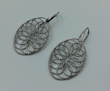 SPLENDIDA COPPIA DI ORECCHINI OVALI GOCCIA GIODE PREZIOSI FANTASIA TRAFORATI DESIGN 51,50MM