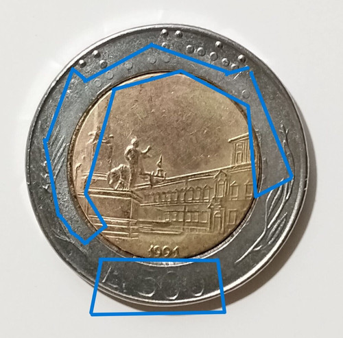 Moneta 500 lire 1991 errori - errori, di