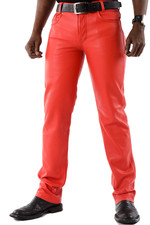 pantalone pelle uomo rosso
