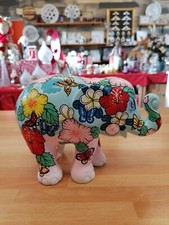 Scultura Elefante in Ceramica dipinta a mano Lungo 21 Cm Edizione Limitata NUOVO