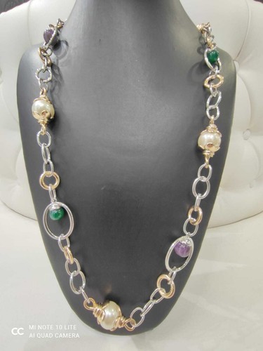 Collana donna lunga acciaio - collana,