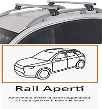 BARRE PORTAPACCHI PORTABAGAGLI ALLUMINIO 120 CM PER AUTO CON RAILS TRADIZIONALI