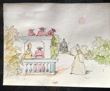 NINO CAFFE - CHINA ED ACQUERELLO 33,5x26 - Certificato Pretini Prelati di Caffè