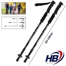 COPPIA 2pz BASTONI DA TREKKING TELESCOPICO REGOLABILE ESCURSIONI PASSEGGIO NERO