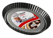 TORTIERA CROSTATA TORTA STAMPO TEGLIA TONDA ANTIADERENTE 0,4MM PROFES 28*3 cm