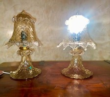 coppia di lampade da tavolo in vetro di murano abatjour