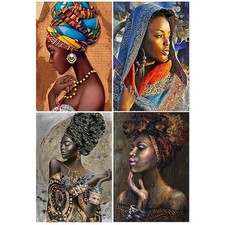 DCIDBEI 4 Pezzi Diamond Painting Donna Africana 30x40 cm Quadri Africani Q