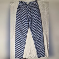 Jeans a quadri vintage/retro Fiorucci a vita alta a scacchiera taglia 24 rari