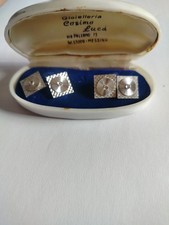 Gemelli Oro Bianco Stile Art Decò - Vintage 18 Carati  Brillantini Peso 10,7...