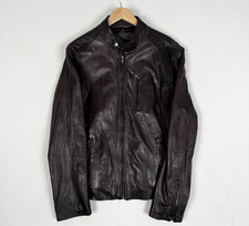 Remus Uomo Giacca Pelle Full Zip Motociclista Cappotto Pelle di Agnello Marrone Uomo M