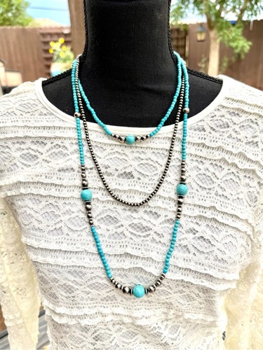 Collana stile turchese perle - e,