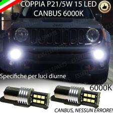 COPPIA LUCI DIURNE DRL 15 LED P21W BAY15D CANBUS JEEP RENEGADE 6000K NO ERRORE