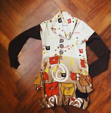 Vestitino donna invernale in viscosa motivo a porcellini collo alto taglia s