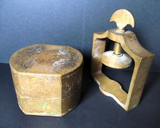 Antica MUFFOLA +PRESSA/STAFFA stampo odontoiatria denti dentiere odontotecnico B