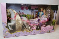 BOTTICELLI CAVALLO E CARROZZA CON BARBA COME RAPUNZEL & KEN COME PRINCIPE STEFAN MATTEL