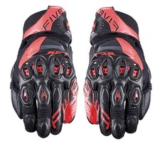 GUANTI MOTO CORTI RACING FIVE SF1 EVO NERO ROSSO FLUO BLACK RED PROTEZIONI TG S