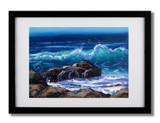 Dipinto olio onda oceanica