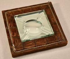 VINTAGE LEATHER ASHTRAY c1960