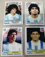 Lotto 4 figurine Diego Armando Maradona album calciatori Mondiali adesive 