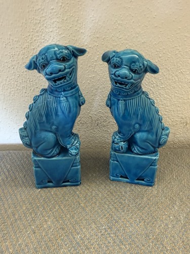 Coppia statue cani blu - cani,