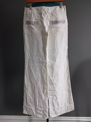 Pantalone largo lino - , bianco