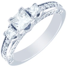 Stile Antico 2.50ct GIA Certificato Principessa Cut Diamond Engagement Ring 18K