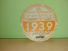BOLLO DI CIRCOLAZIONE AUTO ANNO 1939 TARGA CS  TASSA  AUTOMOBILISTICA ORIGINALE