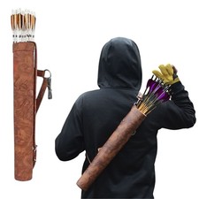 Faretra Artigianale in Pelle Vera Marrone Per Frecce Da Caccia O Tiro Con L’arc