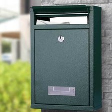 Cassetta Postale Parete in Acciaio Buca Lettere Posta Esterno con Chiave Verde