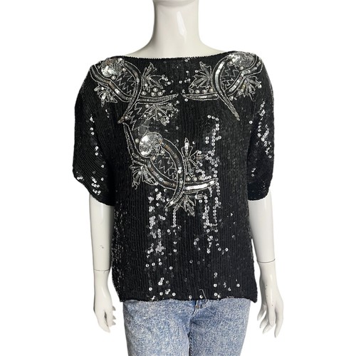 Top paillettes nere vintage - in,