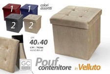 POUF CONTENITORE POGGIAPIEDI PUF VELLUTO CUBO MODERNO 40*40 CM COLOR ASS