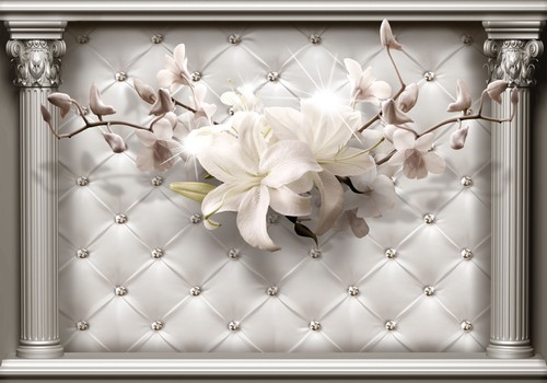 Fiori gigli diamanti tessuto - diamanti,