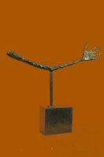 Bronzo Moderni Scultura Antico Stile Medio Secolo Mano Figura Statuina Decoro