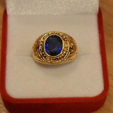 Chevalière US Navy Saphir